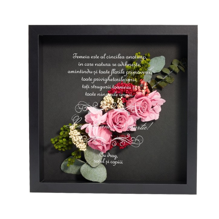 Rama personalizata cu flori criogenate Rama personalizata cu flori criogenate