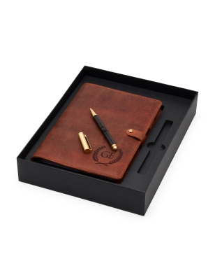 Set premium agenda piele naturala si pix