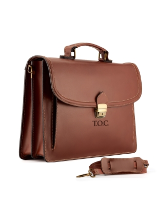 Servieta barbati personalizata piele maro