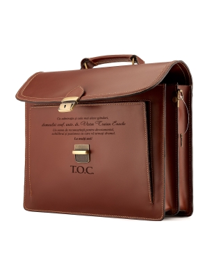 Servieta barbati personalizata piele maro